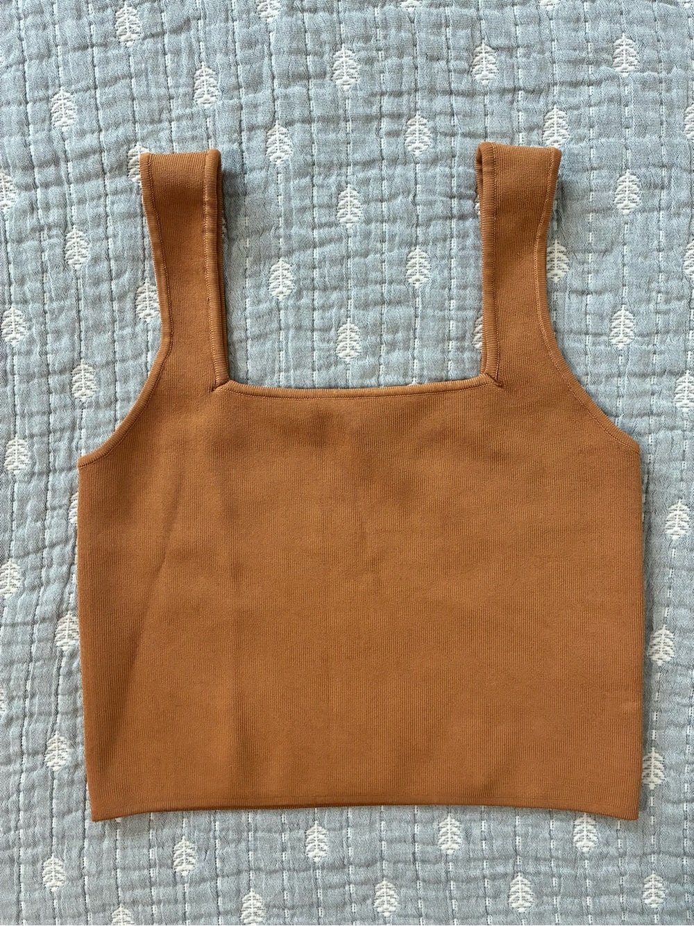 Shona Joy Ribbed Square Neck Cropped Tank - Rust